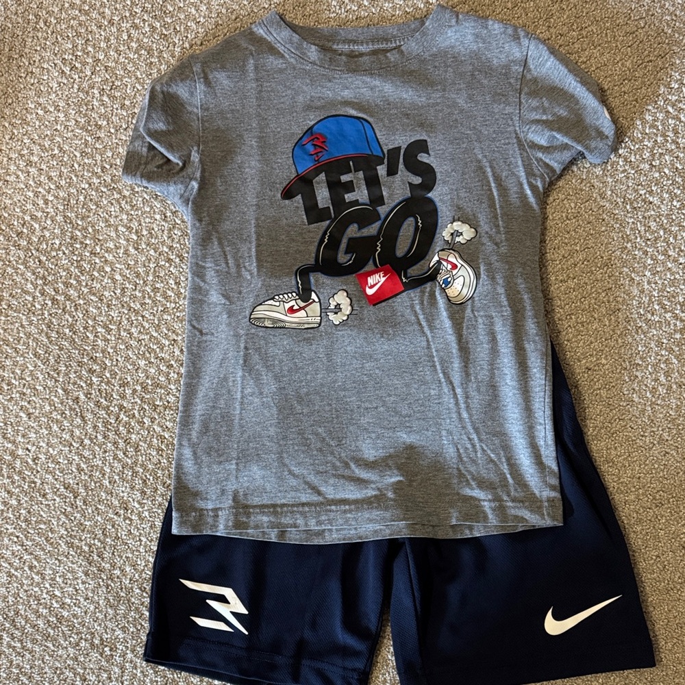 Gray Graphic Kids T-Shirt and shorts